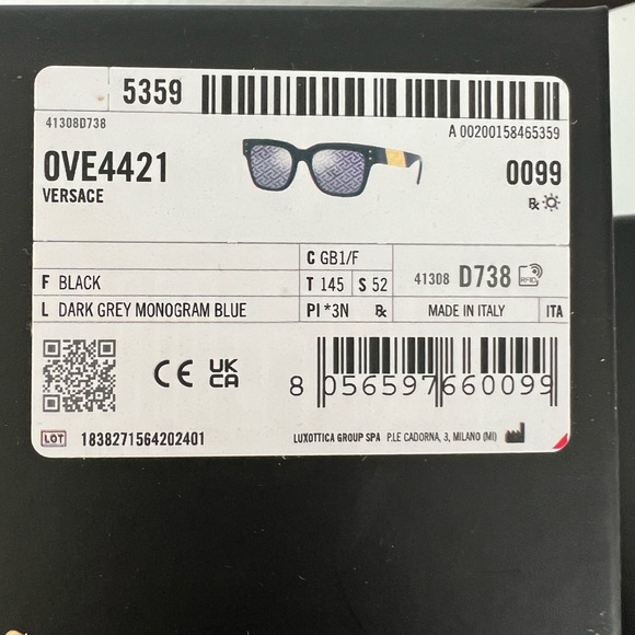 NEW VERSACE Black Monogram Lenses and Gold Logo Arm Sunglasses Men or Women - Picture 8 of 8